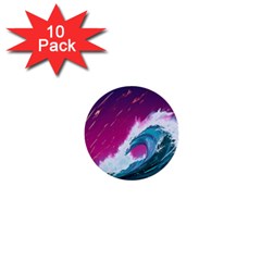 Tsunami Waves Ocean Sea Nautical Nature Water Unique 1  Mini Buttons (10 Pack)  by Simbadda