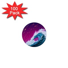 Tsunami Waves Ocean Sea Nautical Nature Water Unique 1  Mini Buttons (100 Pack)  by Simbadda