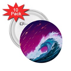 Tsunami Waves Ocean Sea Nautical Nature Water Unique 2 25  Buttons (10 Pack)  by Simbadda