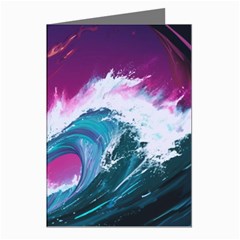 Tsunami Waves Ocean Sea Nautical Nature Water Unique Greeting Cards (pkg Of 8) by Simbadda