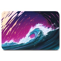 Tsunami Waves Ocean Sea Nautical Nature Water Unique Large Doormat by Simbadda