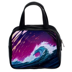 Tsunami Waves Ocean Sea Nautical Nature Water Unique Classic Handbag (two Sides) by Simbadda