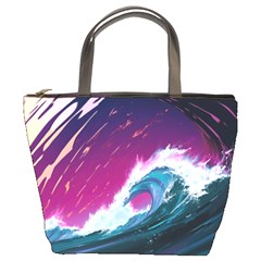 Tsunami Waves Ocean Sea Nautical Nature Water Unique Bucket Bag by Simbadda