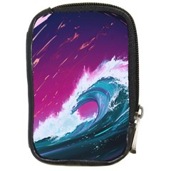 Tsunami Waves Ocean Sea Nautical Nature Water Unique Compact Camera Leather Case by Simbadda