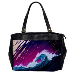 Tsunami Waves Ocean Sea Nautical Nature Water Unique Oversize Office Handbag by Simbadda