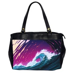 Tsunami Waves Ocean Sea Nautical Nature Water Unique Oversize Office Handbag (2 Sides) by Simbadda