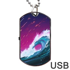 Tsunami Waves Ocean Sea Nautical Nature Water Unique Dog Tag Usb Flash (two Sides) by Simbadda