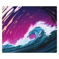 Tsunami Waves Ocean Sea Nautical Nature Water Unique Premium Plush Fleece Blanket (small) by Simbadda