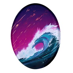 Tsunami Waves Ocean Sea Nautical Nature Water Unique Oval Glass Fridge Magnet (4 Pack) by Simbadda