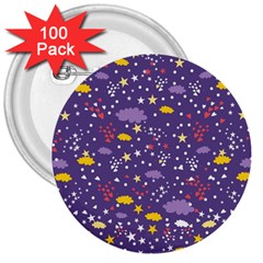 Pattern Cute Clouds Stars 3  Buttons (100 Pack)  by Simbadda