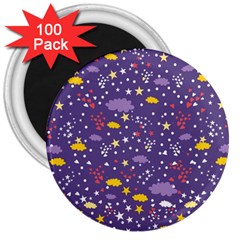 Pattern Cute Clouds Stars 3  Magnets (100 Pack) by Simbadda