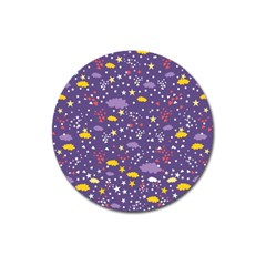 Pattern Cute Clouds Stars Magnet 3  (round) by Simbadda