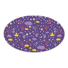 Pattern Cute Clouds Stars Oval Magnet by Simbadda