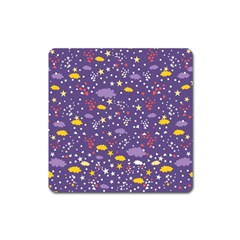 Pattern Cute Clouds Stars Square Magnet by Simbadda