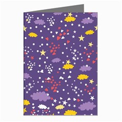 Pattern Cute Clouds Stars Greeting Cards (pkg Of 8) by Simbadda