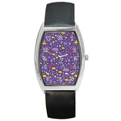 Pattern Cute Clouds Stars Barrel Style Metal Watch by Simbadda