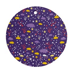 Pattern Cute Clouds Stars Round Ornament (two Sides) by Simbadda