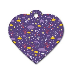 Pattern Cute Clouds Stars Dog Tag Heart (two Sides) by Simbadda