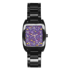 Pattern Cute Clouds Stars Stainless Steel Barrel Watch by Simbadda