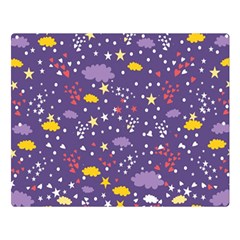 Pattern Cute Clouds Stars Two Sides Premium Plush Fleece Blanket (large) by Simbadda