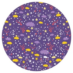 Pattern Cute Clouds Stars Round Trivet by Simbadda