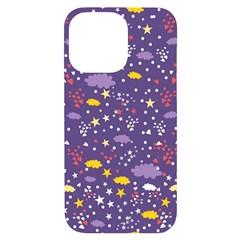 Pattern Cute Clouds Stars Iphone 14 Pro Max Black Uv Print Case by Simbadda