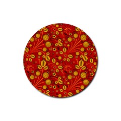 Seamless Pattern Slavic Folk Style Rubber Coaster (round) by Simbadda