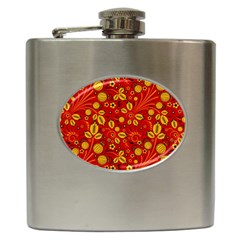 Seamless Pattern Slavic Folk Style Hip Flask (6 Oz) by Simbadda