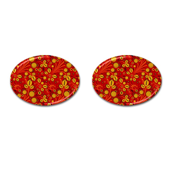 Seamless Pattern Slavic Folk Style Cufflinks (Oval)