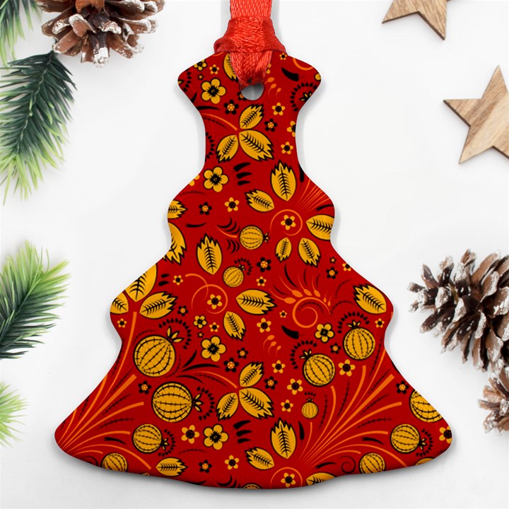 Seamless Pattern Slavic Folk Style Ornament (Christmas Tree) 