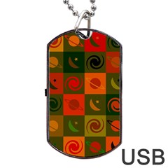 Space Pattern Multicolour Dog Tag Usb Flash (two Sides) by Simbadda