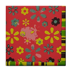 Flowers Pattern Tile Coaster