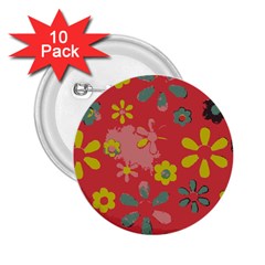 Flowers Pattern 2.25  Buttons (10 pack) 