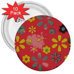 Flowers Pattern 3  Buttons (10 pack) 