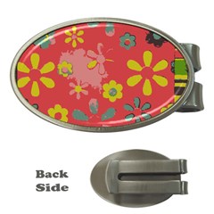 Flowers Pattern Money Clips (Oval) 