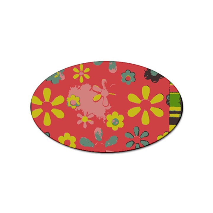 Flowers Pattern Sticker (Oval)