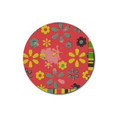 Flowers Pattern Magnet 3  (Round)