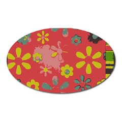 Flowers Pattern Oval Magnet