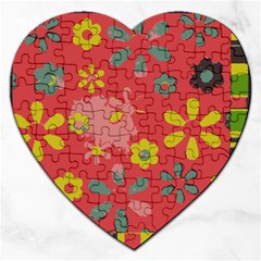 Flowers Pattern Jigsaw Puzzle (Heart)