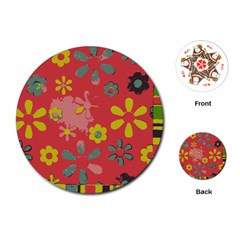 Flowers Pattern Playing Cards Single Design (Round)