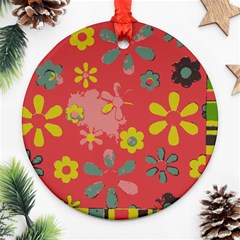 Flowers Pattern Round Ornament (Two Sides)