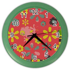 Flowers Pattern Color Wall Clock