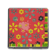 Flowers Pattern Memory Card Reader (Square 5 Slot)