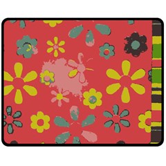 Flowers Pattern Fleece Blanket (medium) by Simbadda