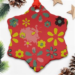 Flowers Pattern Snowflake Ornament (Two Sides)