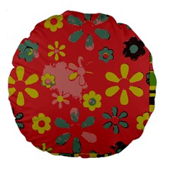 Flowers Pattern Large 18  Premium Round Cushions by Simbadda