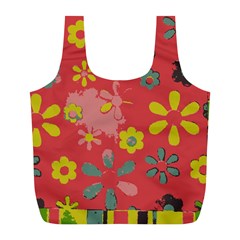 Flowers Pattern Full Print Recycle Bag (L)