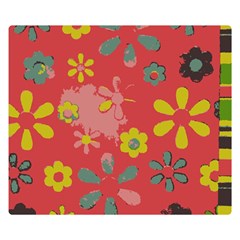 Flowers Pattern Two Sides Premium Plush Fleece Blanket (Small)