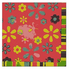 Flowers Pattern Square Satin Scarf (36  x 36 )