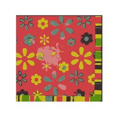 Flowers Pattern Square Satin Scarf (30  x 30 )